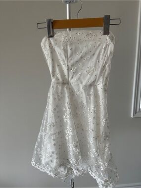 NWOT Lucy in the Sky White Strapless Floral Shimmer Corset Dress